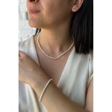 4,5 Mm Doğal İnci Sıralı Kolye Bileklik Küpe Üçlü Set