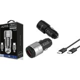 45 Watt Araç Şarj Cihazı Oto Çakmaklık Seti 2 Port USB / USB C Pd + Type C Kablo 1 Metre - Siyah - Renk