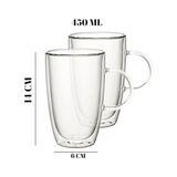 450 ml Çift Cidarlı Şeffaf Cam Kupa – Dayanıklı, ve Soğuk Içeceklere Uygun, Şık ve Dayanıklı Borosilikat Cam Bardak - 1 Adet - 0 - 200 ml