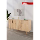 4514 Sırma 150 Cm Ahşap Ayaklı , Metal Kulplu Konsol , Safir , Salon , Oturma Odası , Tv Ünitesi Safir