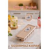 4518 Silikon Buz Kalıbı Kapaklı – Dökmeden Kolay Dolum, Bpa İçermez, Pratik Buz Yapma Kabı-Buzluk-Cappuccino