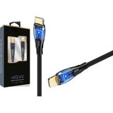45W Usb-C Lightning Işıklı Şeffaf Kablo Hızlı Şarj, Dayanıklı Tasarım, Iphone ve Ipad Uyumlu ( Lisinya )