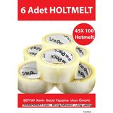 45X100 Şeffaf - (6 Adet) | Hotmelt Güçlü Yapışkanlı Koli Bandı