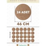 46 cm Çap 24 Adet Supla Amerikan Servis Runner MDF Duralit Magnet Altı Ahşap 3 mm (2,7 mm) Kalınlık