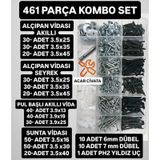 461 Parça Kombo Vida Seti Alçıpan Vidası Akıllı Vida Sunta Vidası Dübel Pul Seti 3,5x45