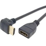 4667 Hdmi Dişi Erkek Uzatma 90 Derece Dirsek Kablosu 1 Metre Siyah
