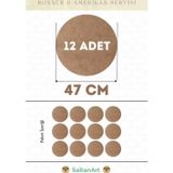 47 cm Çap 12 Adet Supla Amerikan Servis Runner MDF Duralit Magnet Altı Ahşap 3 mm (2,7 mm) Kalınlık