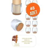 48 Adet 2.5-3.2 Cm Ayaklar İçin Keçeli Silikon Masa Sandalye Ayak Pabucu Zemin Koruyucu Plastiği Keçesi