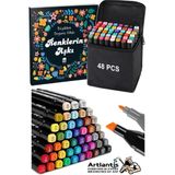 48 Adet Cift Tarafli Marker Kalem Cantali 1 Paket 48 Renk Touch Markor Renklerin Aski Mandala Buyuklere Boyama Kitabi