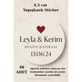 48 Adet Yuvarlak Kişiye Özel Yapışkanlı Sticker - Kına Hediyesi - Nişan Hediyesi - 1.hamur Mat Açık Bej
