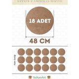 48 cm Çap 18 Adet Supla Amerikan Servis Runner MDF Duralit Magnet Altı Ahşap 3 mm (2,7 mm) Kalınlık