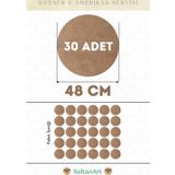 48 cm Çap 30 Adet Supla Amerikan Servis Runner MDF Duralit Magnet Altı Ahşap 3 mm (2,7 mm) Kalınlık
