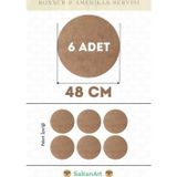 48 cm Çap 6 Adet Supla Amerikan Servis Runner MDF Duralit Magnet Altı Ahşap 3 mm (2,7 mm) Kalınlık