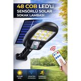 48 Cob Led Solar Sokak Lambası Hareket Sensörlü 3 Modlu Bahçe Duvar Aydınlatma Lambası