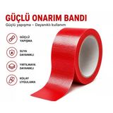 48 Mm X 10 Mt. Kırmızı Onarım Bandı, Lif Takviyeli Tamir Bandı, Güçlü Yapışkanlı Suya Dayanıklı Fiber Bant, Boru, Kablo, Branda Ve Paket