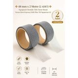 48 mm x 2 Metre (2 Adet) Yapışkanlı Sineklik Tülü Tamir Bandı Yaması Bantı Kopmuş Delik Fiber Tül Yapıştırma Gri