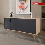 4816 Sırma 180 Cm ( Ahşap Ayaklı , Metal Kulplu) Konsol , Safir - Antrasit , Salon , Oturma Odası