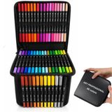 48'li Keçeli Kalem Seti - Çift Uçlu Profesyonel Marker Kalem Çizim ve Boya Kalemi Seti Fırça Uçlu ve 0.4 mm Fine Uçlu Profesyonel Sanat Boyama Çizim ve Bullet Journal Kalemi (Siyah Çantalı)
