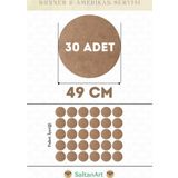 49 cm Çap 30 Adet Supla Amerikan Servis Runner MDF Duralit Magnet Altı Ahşap 3 mm (2,7 mm) Kalınlık