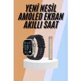 49MM Akıllı Saat Amoled Ekranlı Kadın Erkek Kol Saati Plastik Kordon