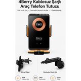 4Berry 66W Manyetik Hızlı Şarjlı Kablosuz Araç Telefon Tutucu – Otomatik Sensörlü, Vantuz ve Klima Klipsli