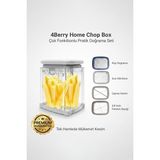 4Berry Chop Box Basmalı Sebze Doğrayıcı – 3/8 Inç Paslanmaz Çelik Bıçaklı Küp Kesim Aparatı - Beyaz