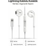 4Berry PS02 Lightning Kablolu Kulak İçi Kulaklık Mikrofonlu Ses Kontrollü iOS Uyumlu Beyaz 1.2m