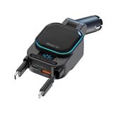 4Berry SC07 96W Araç Şarj Cihazı – PD3.0 & QC3.0 Hızlı Şarj, Çift Toplanabilir Kablo, LED Ekran