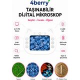 4berry Taşınabilir Fotoğraf Çekebilen Dijital Mikroskop 1000X – 2.4” IPS Ekran, 2 Mp Kamera, 8 LED Işık, Type-C Şarjlı - Beyaz