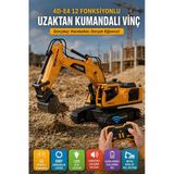 4D-E4 Uzaktan Kumandalı Oyuncak Vinç 12 Fonksiyonlu Led Işıklı Sesli Şarjlı Metal