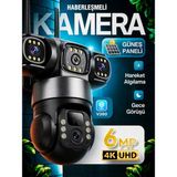 4g Sım Kartlı 4K 3 Lensli Solar Ptz Kamera V380 Pro 360° Güvenlik Kamerası Renkli Gece Görüşü Hareket Takibi Uzaktan Telefon Kontrollü Dış Mekan** - Siyah