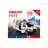 4İ Oyuncak Oyuncak Ambulans Sesli Işıklı Yan Kapısı Sürgülü Açılan Minibüs Araba 15 Cm.