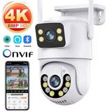 4K 8Mp Çift Ekran Lens Wifi 2K Poz Kamera Ip66 Su Geçirmez Otomatik İzleme Güvenlik Kamerası