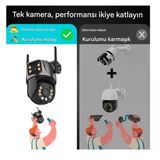 4K 8MP HD Wifi PTZ Kamera 4MP Çift Lens Çift Ekran AI Otomatik İzleme IP Kamera Hava Su Geçirmez