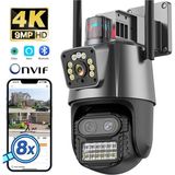 4K 9mp Hd Ip Kamera Açık 8x Zoom Üç Lens Çift Ekran Wifi Ptz Kamera