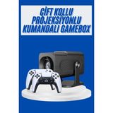 4K Android Smart Wi-Fi Çift Kollu Projeksiyon Game Box Kumandalı Taşınabilir - 1. Kol Oyun Konsolu - Ahşap