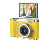 4K Dijital Retro Video Kamera 48MP 18X Zoom Flaşlı (32GB) Kart Dijital Vlog Fotoğraf Makinesi TÜRKÇE Sarı