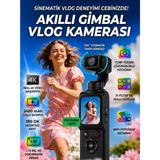 4K HD El Tipi Akıllı Aksiyon Kamerası Profesyonel Vlog Kamera, 330 Dönebilir, 2400 mAh, 75MP