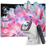 4K Projeksiyon Cihazı HY260 Pro, 1080P Full HD Görüntü Kalitesi, WiFi 6 Bluetooth 5 Bağlantı, Android TV 11, Otomatik Odaklanma, Uzaktan Kumandalı, 40"-130" Görüntü, Ev Ofis ve Bahçe İçin Projektör