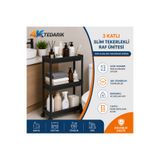 4K TEDARİK 3 Katlı Slim Tekerlekli Banyo Rafı Çok Amaçlı Raf Ünitesi Mutfak Rafı Dolap Düzenleyici Organizer