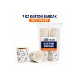 4K TEDARİK 7 Oz Karton Bardak 50'li Paket | Sıcak ve Soğuk İçecekler İçin Tek Kullanımlık Bardak