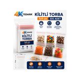 4K TEDARİK 7x9 cm Kilitli Poşet 300'lü Paket | Buzdolabı, Dondurucu, İkramlık, Çerez, Davet ve Kına Hediyelik Saklama Torbası