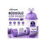 4K TEDARİK Büzgülü Çöp Poşeti Lavanta Kokulu 65×70 cm Büyük Boy 1 Rulo 10 Adet Dayanıklı Sızdırmaz Kalın Çöp Torbası