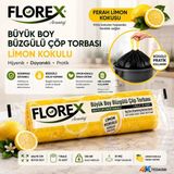 4K Tedarik Florex Çöp Torbası Büyük Boy 65 cm x 70 cm Sarı Limon Kokulu Büzgülü 10'lu Paket - 65 x 70 cm