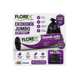 4K TEDARİK Florex Ekonomik Siyah Büyük Boy Çöp Poşeti 80x110 cm 10'lu Rulo
