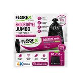 4K TEDARİK Florex Endüstriyel Siyah Büyük Boy Çöp Poşeti 80x110 cm 10'lu Rulo