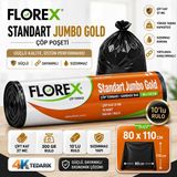 4K Tedarik Florex Standart Siyah Jumbo Gold Çöp Poşeti 80X110 cm 10'lu Rulo - 80 x 110 cm