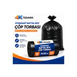4K TEDARİK Standart Battal Boy Çöp Torbası 72x95 cm 10'lu Rulo | Büyük, Dayanıklı ve Sızdırmaz Çöp Poşeti
