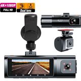 4K UHD Araç Içi Kamera Wifi Bağlantılı Gps Takibi Gece Görüşü Ön ve Arka Kamera 7/24 Kayıt - Siyah