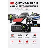 4K Ultra Hd Araç Kamerası Çift Lens Ön Arka Wi-Fi Gps Park Modu Gece Görüşlü G-Sensörlü Araç İçi Güvenlik Kamerası